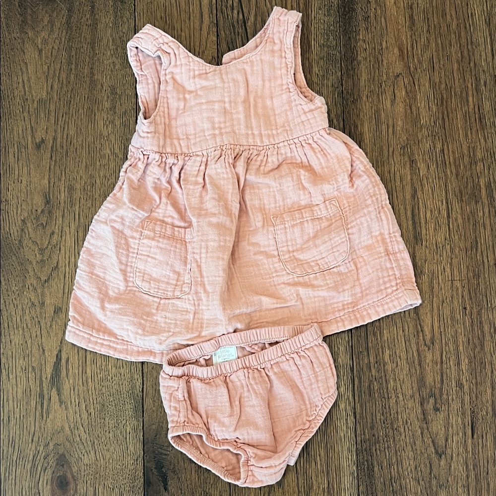 Carter's Soft Pink/Blush Dress & Diaper Cover 12 Months